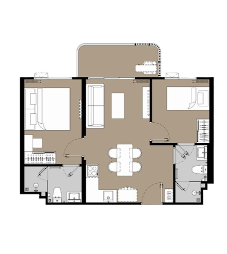 2 BEDROOM floor plan — The Olive Phuket